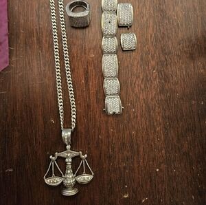 Sterling Silver Bracelet, Ring & Pendant Set